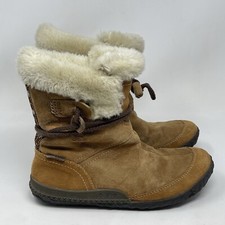 Cushe Fireside Ankle Boots Womens 7 Brown Suede Faux Fur Waterproof Lined Nordic