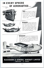 Blackburn & General Aircraft Ltd. YA 5 Beverley Print Ad 1950