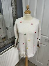 Ladies Size 10 Next Spotty Jumper - Pom Pom 