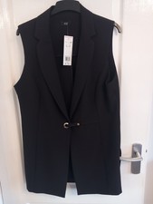 Ladies Long Sleeveless Jacket Waistcoat Size 16