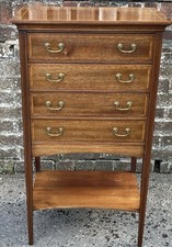 Antique Edwardian 4 Drawer Mahogany Sheraton Style Inlaid Music Cabinet