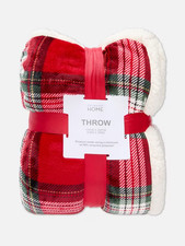 Primark Large Tartan Red Throw Blanket New Home Decor Small Soft Bedding
