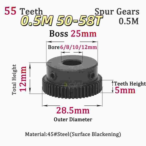 Spur gears steel pinion - steel,