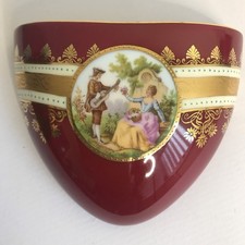 Vintage J.K Decor Carlsbad Bavaria Porcelain "WALL POCKET" Gold / Red Decorative