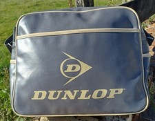 Retro vintage 1960s 1970s Dunlop vinyl Messenger Bag long strap type grey cream