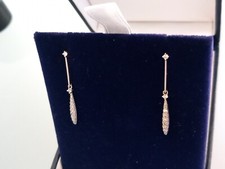 VINTAGE 18 CARAT 750 WHITE GOLD DIAMOND STUD DANGLE EARRINGS ENCRUSTED BOXED1.9g