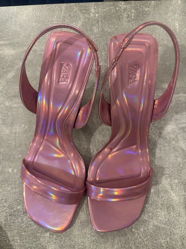 Zara metallic pink heels - metallic,