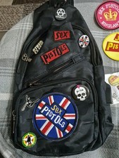 Sex Pistols/Clash Punk Across Body Chest Bag, Free Patches And Pin Badges