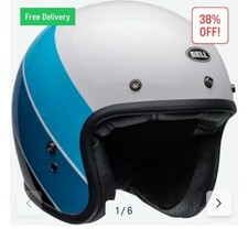 Bell Custom 500 Open-Face Motorcycle Helmet RIFF White Blue