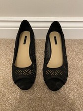 Peacocks Black Suede Wedge