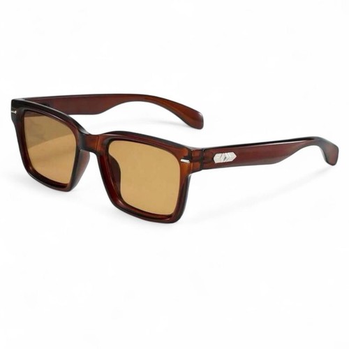 Retro square sunglasses - retro, amber