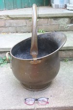 Vintage X Large Copper Helmet Coal Scuttle Bucket Log Fireplace Planter