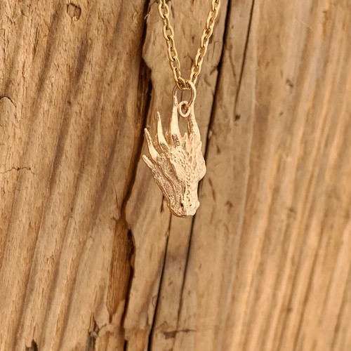 Dragon head pendant gold - dragon,