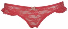 Coral Pink Lace Low Rise Semi Sheer Bikini UK 6 10 W6