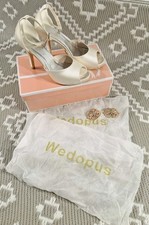 Wedopus Womens D'Orsay Satin Wedding Bridal Shoes Ivory UK 5 Ankle Strap Peep...