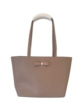 Ted Baker Bow Detail Leather Shopper Tote Bag Mink Pink Clutch Envelope Women's