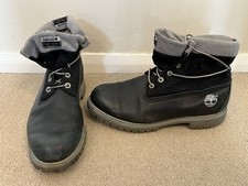 Men's Timberland Black Grey Roll Top Boots Size UK 10.5