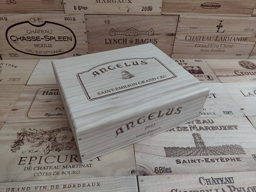 Wooden wine box crate with - wooden, lid