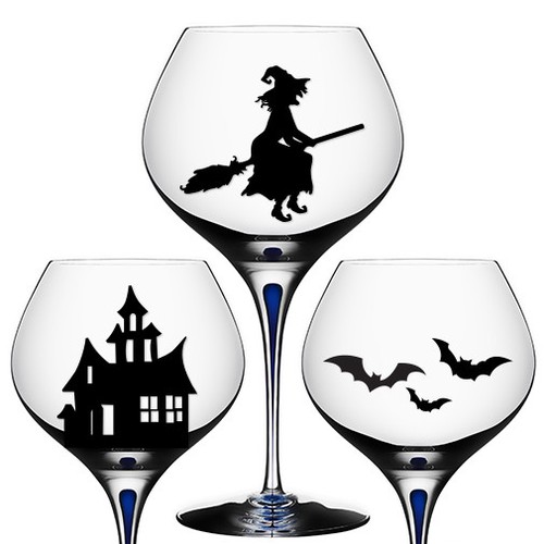 Spooky halloween wine - 9x, glass
