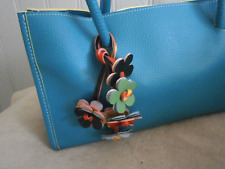 Nathalie Anderson Handbag Turquoise Blue Faux Leather Tote Bag Zip Fasten nwot