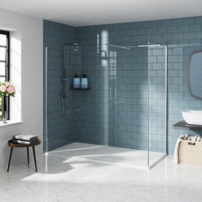 Walk In Shower Enclosure Wet Room 8mm Screen Chrome Frame Glass Panel and Tray