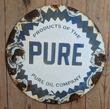 ENAMEL METAL SIGN - PURE OIL COMPANY - Garage Advertising Mancave Plaque Cool