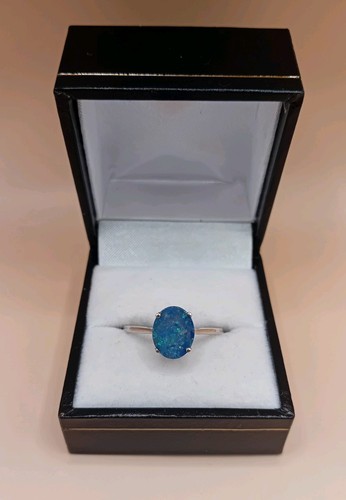 Opal doublet silver ring size - silver, ring,