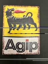 Vintage AGIP Fuel Sign Made of
