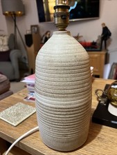 Vintage Studio Pottery Lamp Base . Ribbed Design Oatmeal In Colour . 32cm Tall
