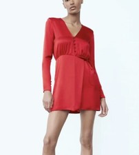 Zara Womens Red Satin Effect