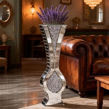 Diamond silver mirror vase - silver,