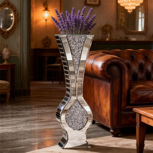 Diamond silver mirror - diamond, vase
