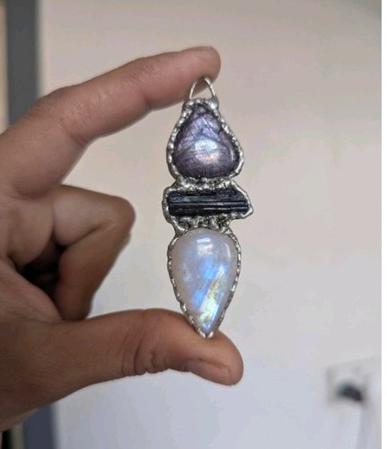 Tourmaline moonstone necklace - tourmaline,