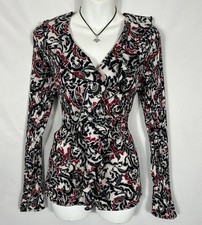 Womens Red/Black Button Up Top