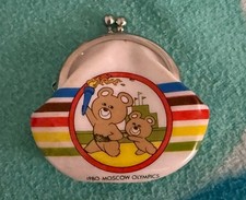 Moscow 1980 Olympics Vintage Coin Case Purse Mascot Misha Bear Tiny Japanese