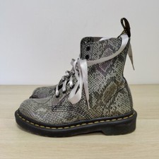Dr Martens 1460 Pascal Grey Snake Python Print Leather Boots Size Uk 4 Eu 37
