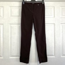 Robell Marie Full Length Brown Stretch Pull On Straight Leg Trousers Size 12