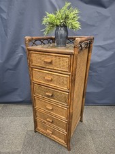 ANGRAVE'S Rattan Cane and Bamboo 6 Drawer Tallboy