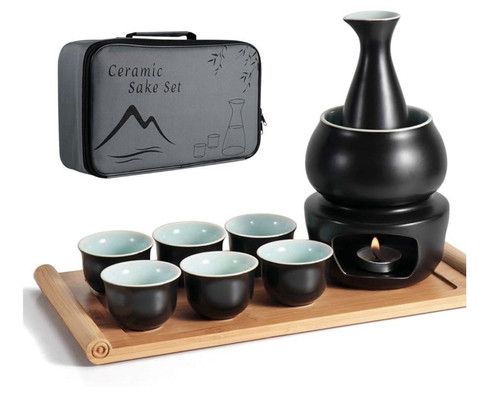 Ceramic sake set - ceramic, black