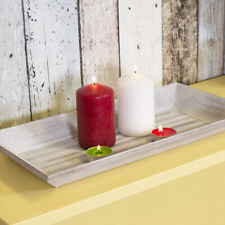 40cm Rustic Wooden Candle Holder Tray Plate Church Pillar Tea Light Shabby Chic
