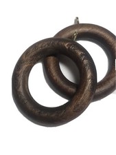 Curtain Rings Hangers Two Vintage Mahogany  wood brass fittings 5 cm pole size