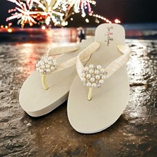Ivory Low Flip Flops, Bridal