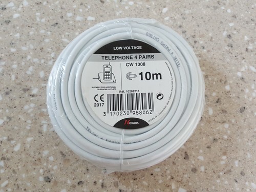 10m white telephone cable - ,