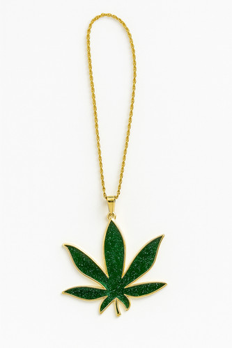 Gold leaf pendant chain - leaf,
