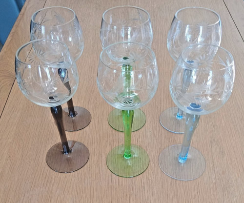 Vintage 70s etched art glass - 70s,