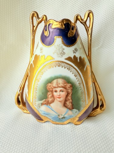 Antique female portrait vase - antique,
