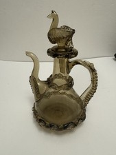 Vintage Hand Blown Glass Bottle With Swan Stopper