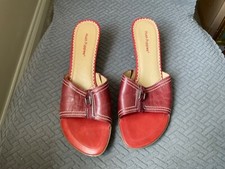 HUSH PUPPIES JASMINE LADIES RED LEATHER HEELED MULES SIZE 4.5 