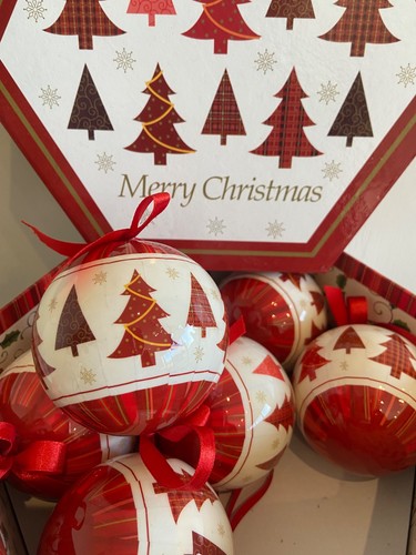 Red white baubles in - red,