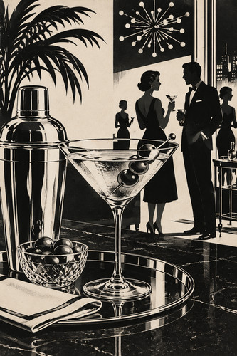 1950s cocktail party print - 1950s,